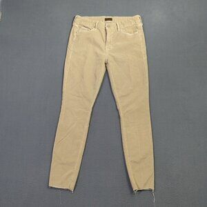 Mother Pants Women's 29 Khaki Beige Corduroy Looker Ankle Fray In Hopscotch Cord